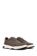 Men's Gray Lace-Up Nubuck Leather Sneaker | Derimod