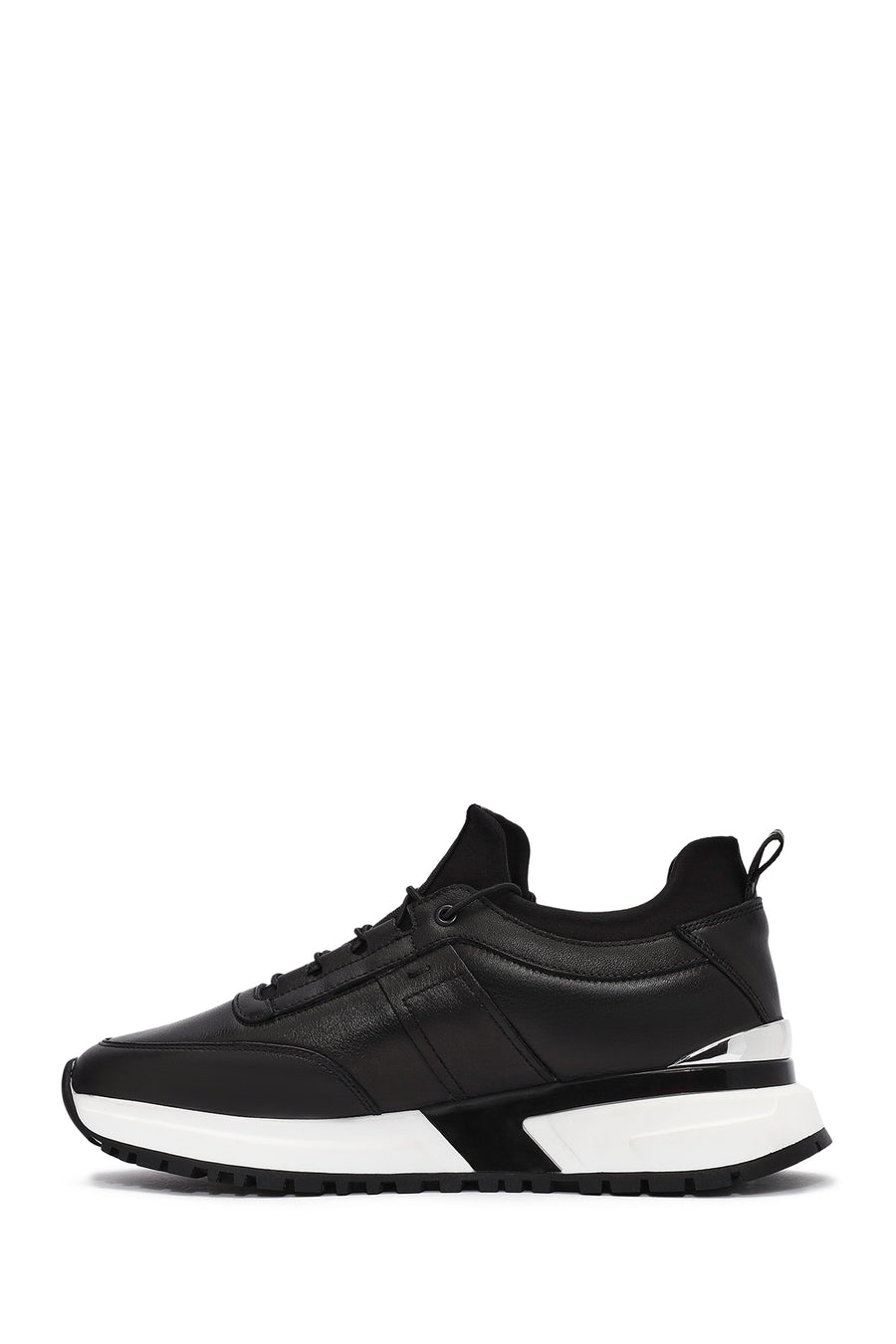 Men's Black Lace-up Leather Sneaker