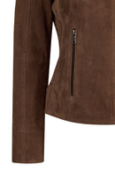 Lara Woman Brown Short Suede Jacket | Derimod