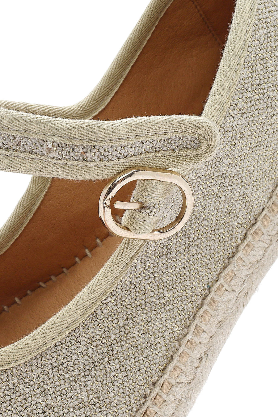 Women's Cream Buckled Fabric Espadrilles