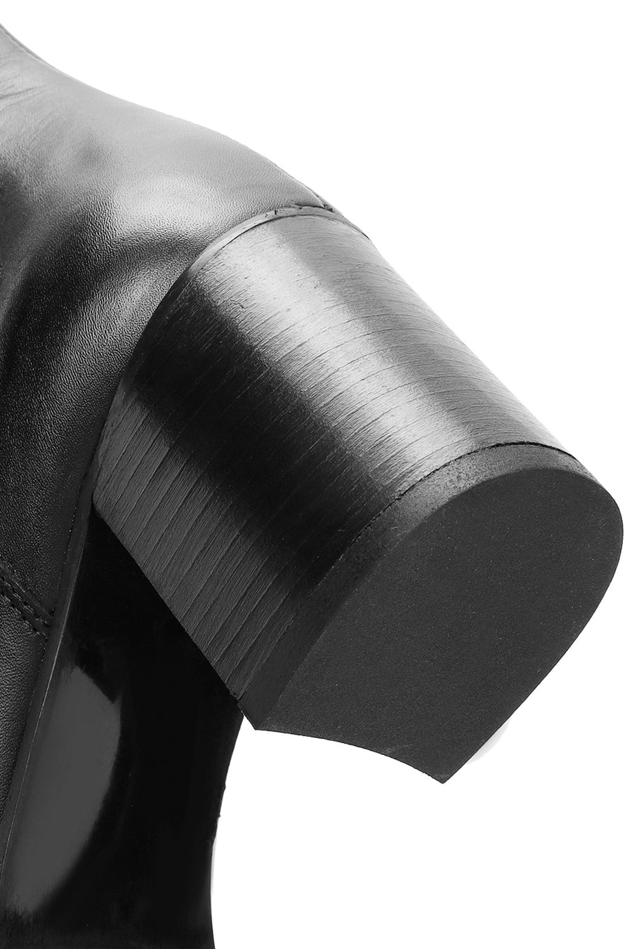 Women's Black Thick Heeled Leather Chelsea Boots