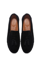 Men's Black Tasseled Suede Leather Casual Loafer | Derimod