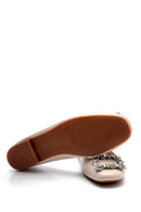 Women's Leather Stone Ballerinas | Derimod