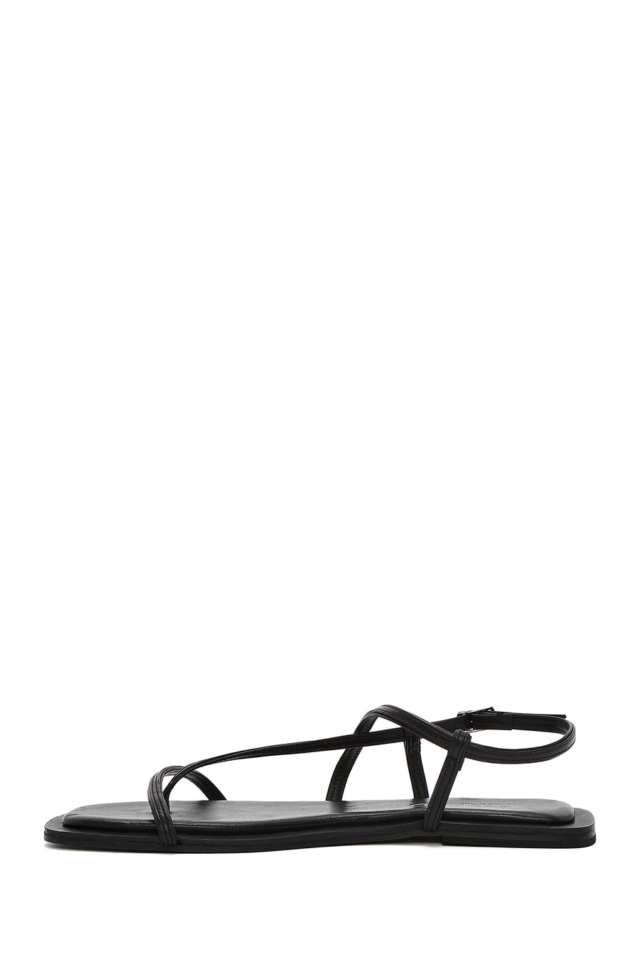 Women's Black Leather Flip-Flop Sandals