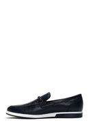 Erkek Lacivert Deri Örgü Detaylı Casual Loafer | Derimod