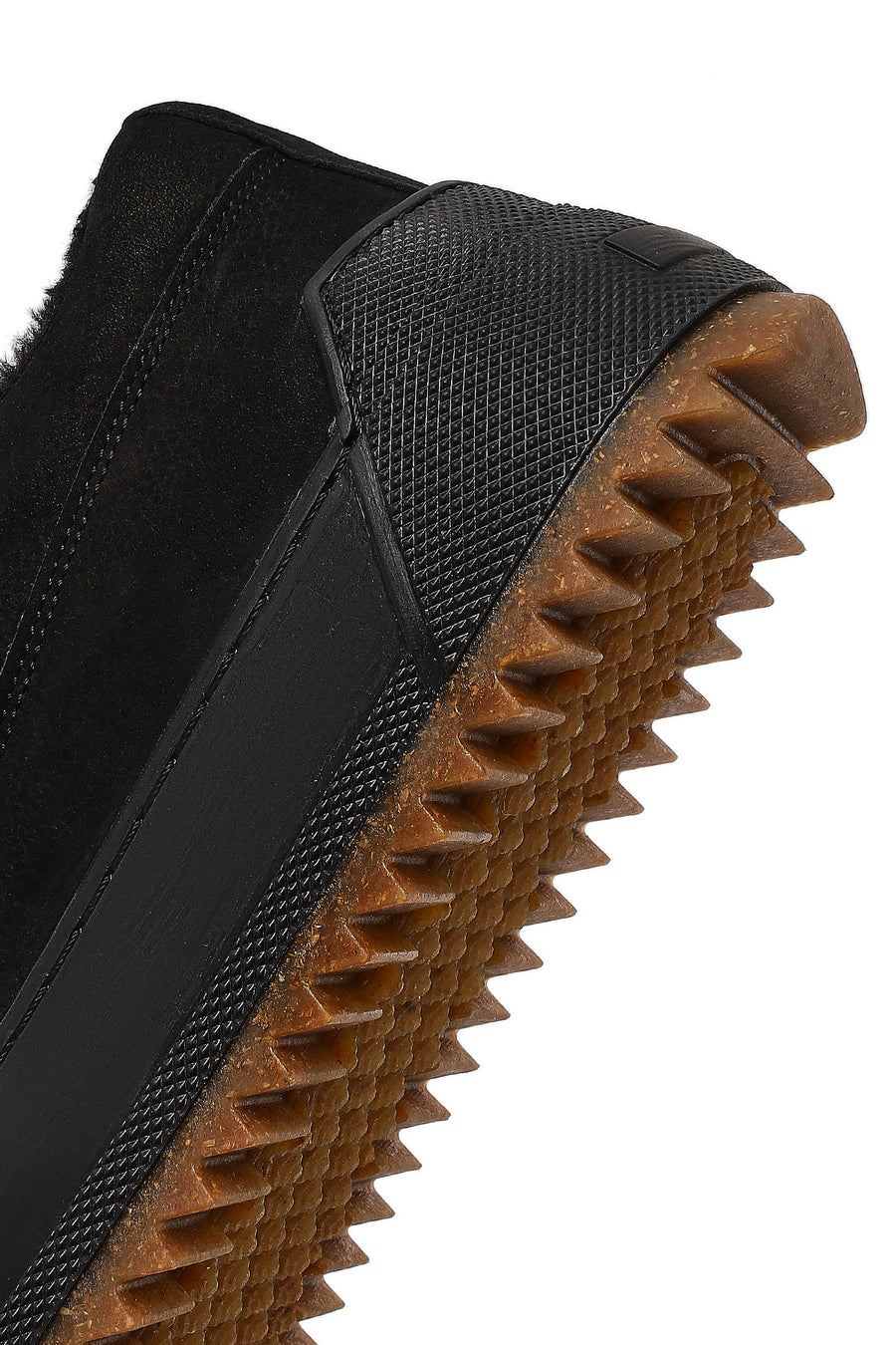 Male Black Lace-Up Thick-Soled Nubuck Leather Sneaker