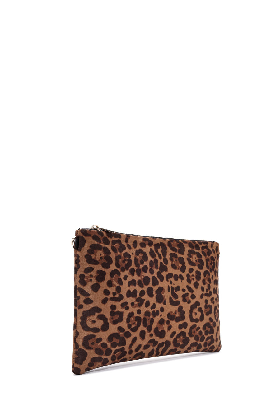 Women's Leopard Long Strap Suede Clutch Bag
