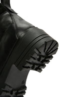 Women's Black Zippered Leather Boots | Derimod