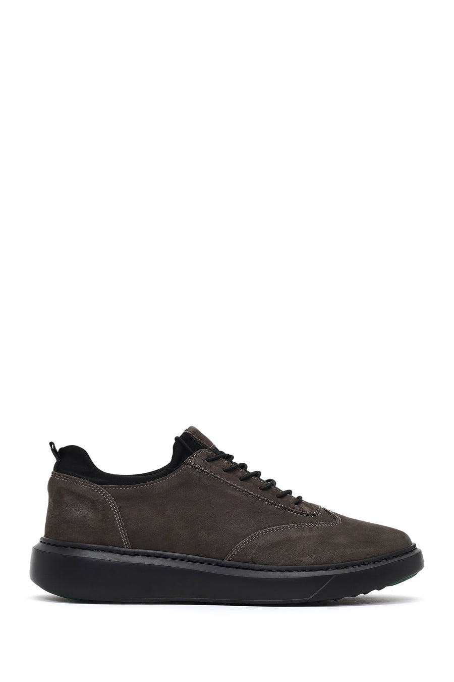 Male Gray Lace-Up Thick-Soled Nubuck Leather Sneaker WM630002DN | Derimod