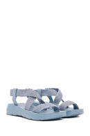 Women's Blue Straw Sandals | Derimod