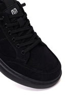 Derimod Zero Male Black Lace-Up Thick-Soled Fabric Sneaker | Derimod