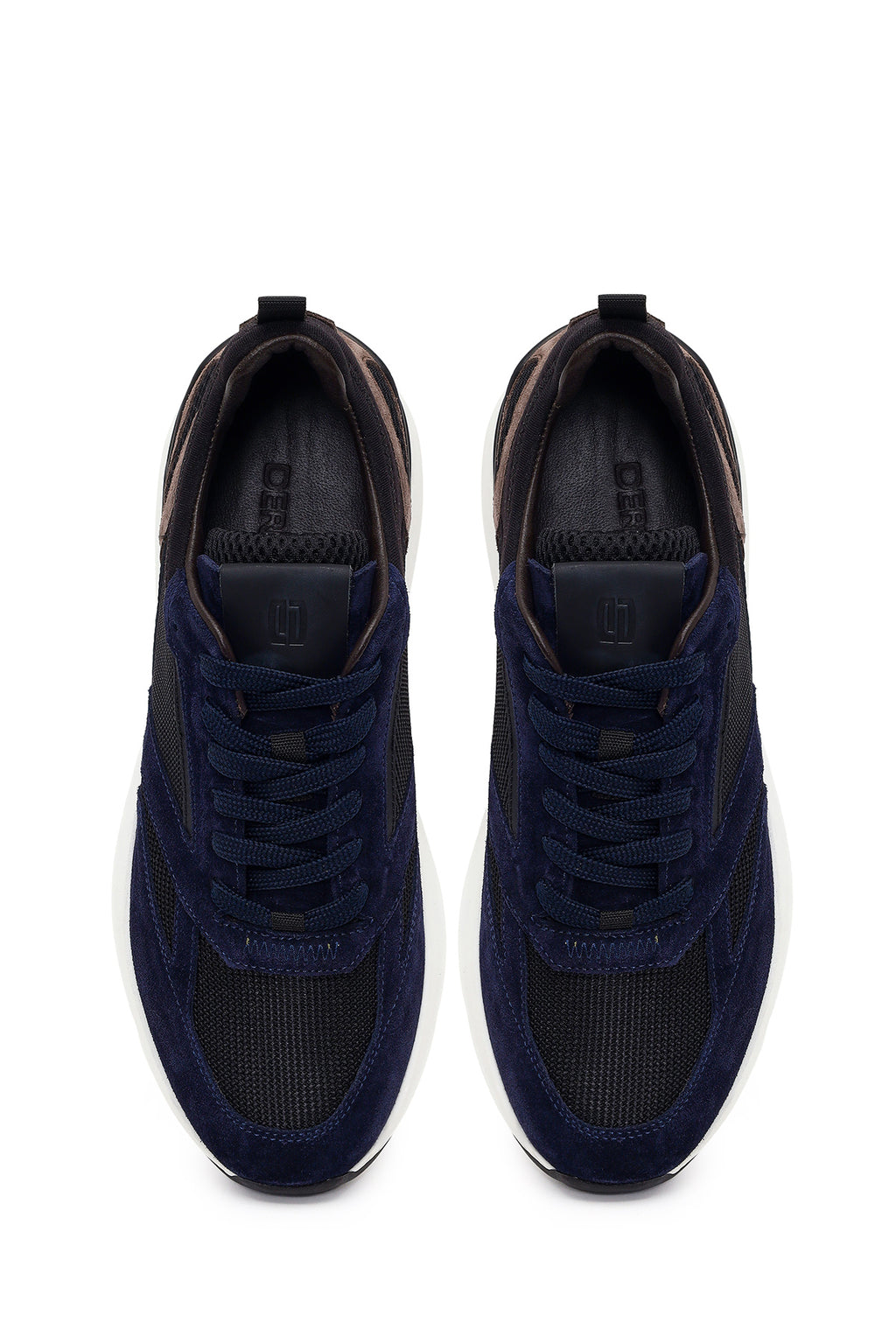 Erkek Lacivert Bağcıklı Deri Casual Sneaker