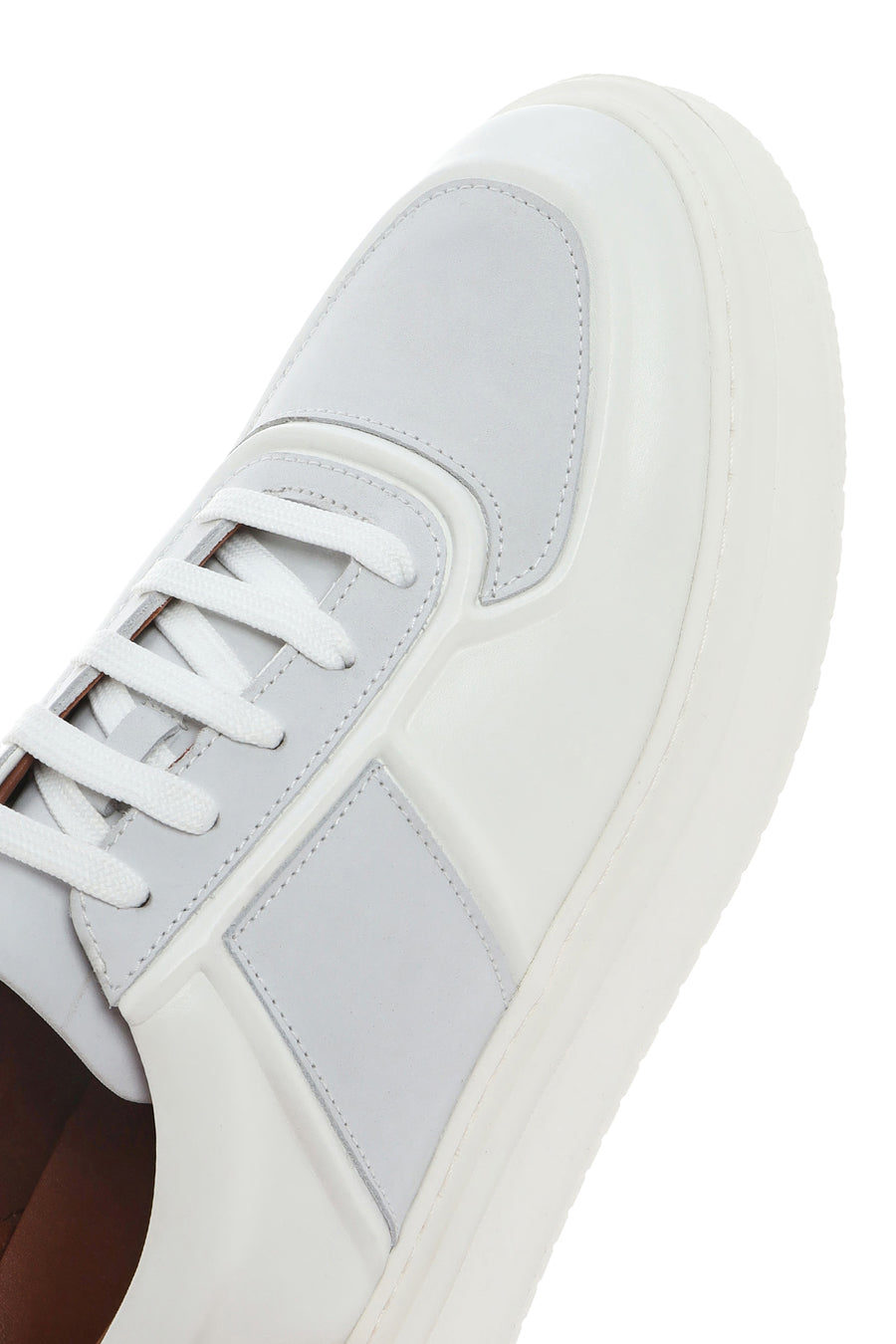Men's White Lace-up Leather Sneaker