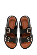 Women's Black Double Buckle Comfort Sandals | Derimod