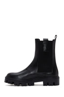 Women's Black Thick Soled Leather Chelsea Boots | Derimod