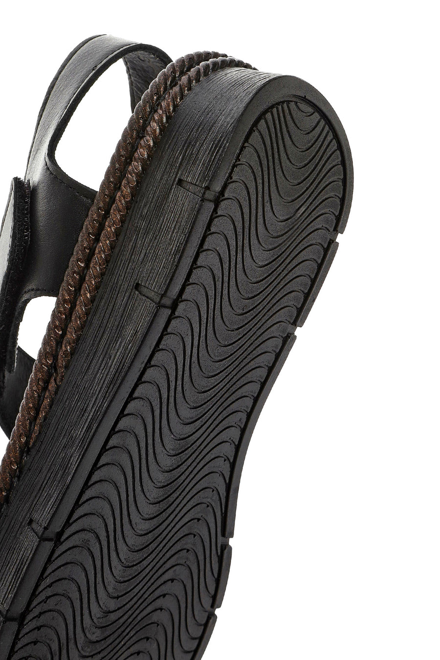 Women's Black Strappy Leather Comfort Sandals