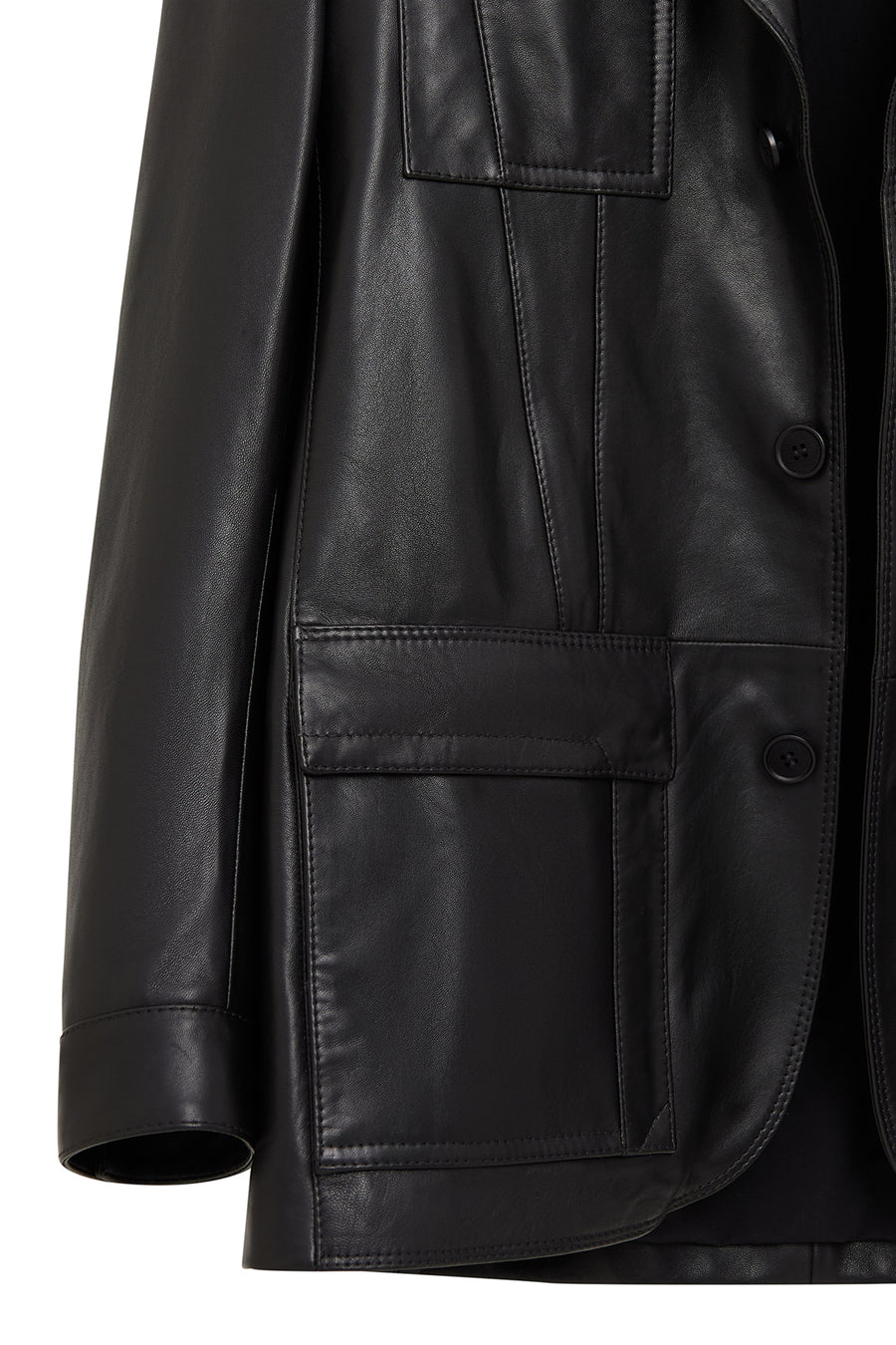 Kane Men's Black Buttoned Blazer Leather Jacket