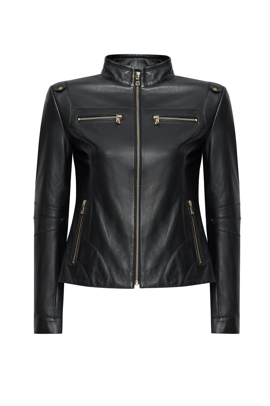 Derek Women's Black Short Leather Jacket 24WGE52611M | Derimod