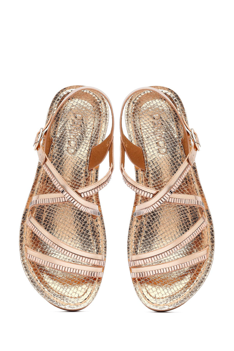 Women's Pink Thick Soled Stoned Sandals