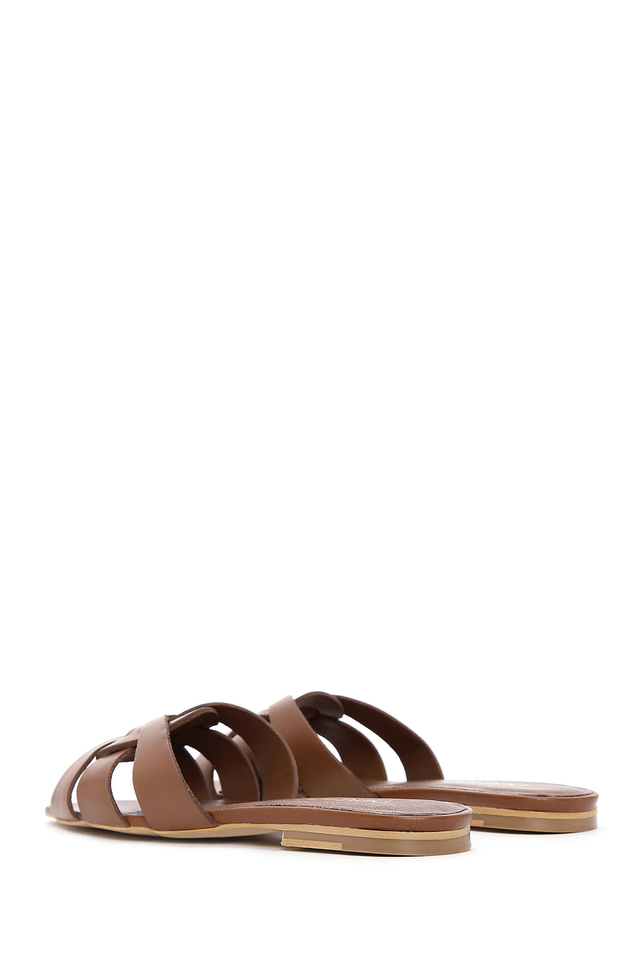 Women's Tan Leather Slippers