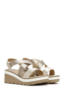 Women's Gold Wedge Heeled Sandals | Derimod