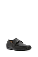 Men's Black Printed Leather Casual Loafer | Derimod