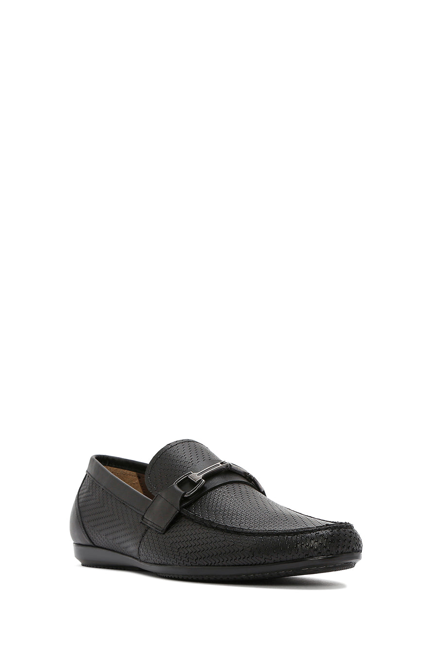 Men's Black Printed Leather Casual Loafer