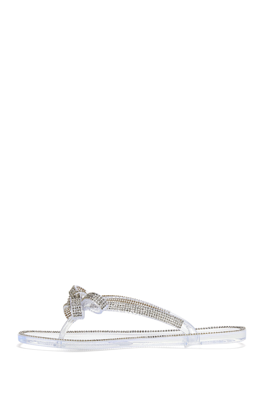 Women's White Jelly Transparent Stone Flip Flops Flat Slippers