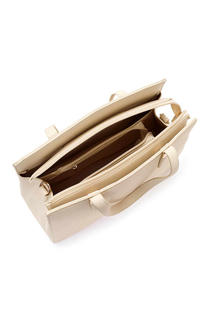 Women's Cream Long Strap Classic Handbag