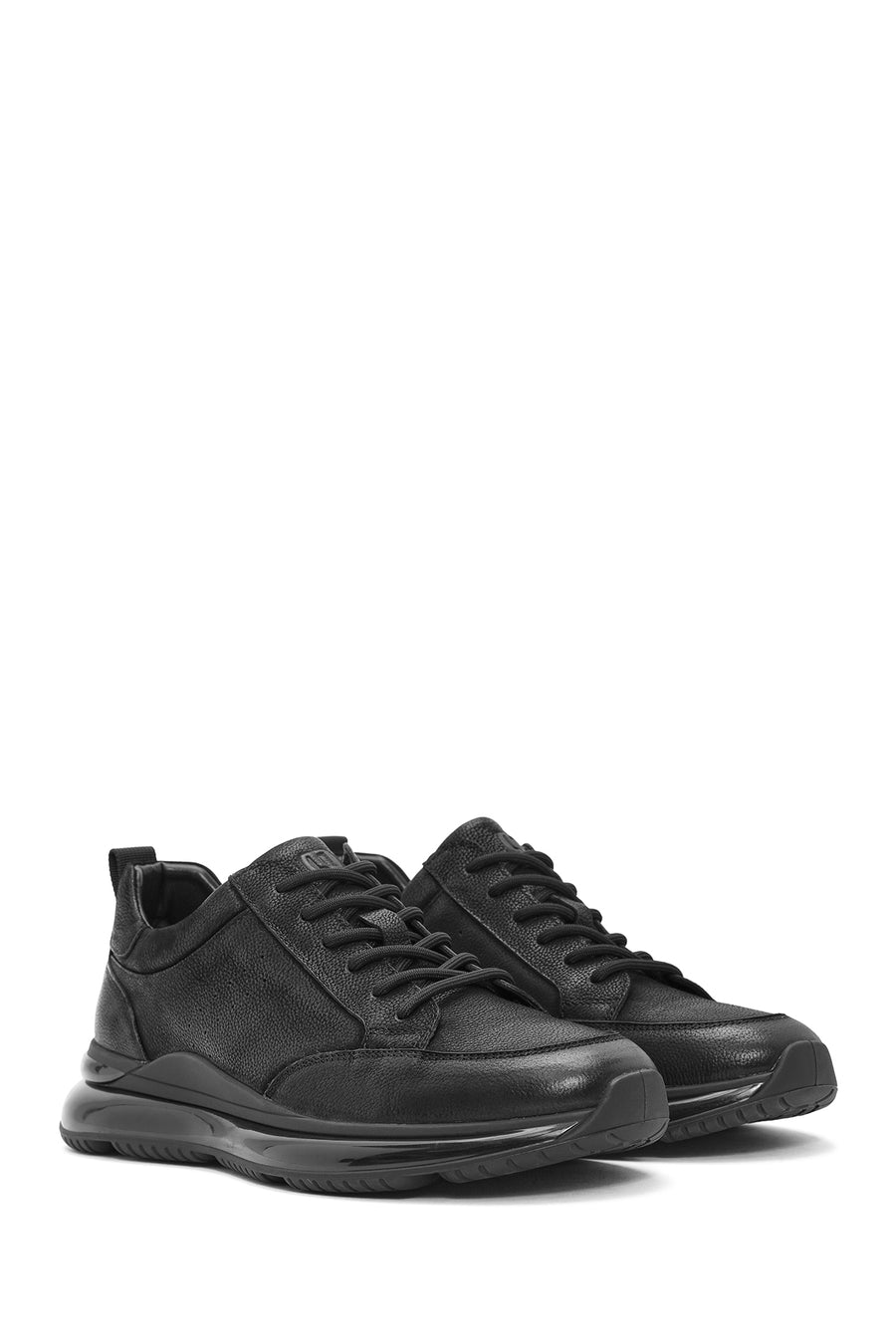 Men's Black Lace-Up Nubuck Leather Sneakers