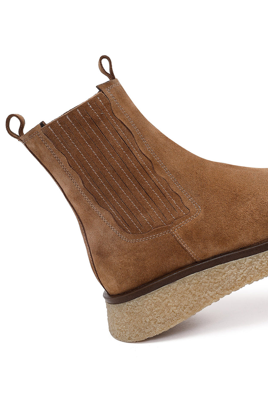 Women's Camel Thick-Soled Suede Leather Chelsea Boot