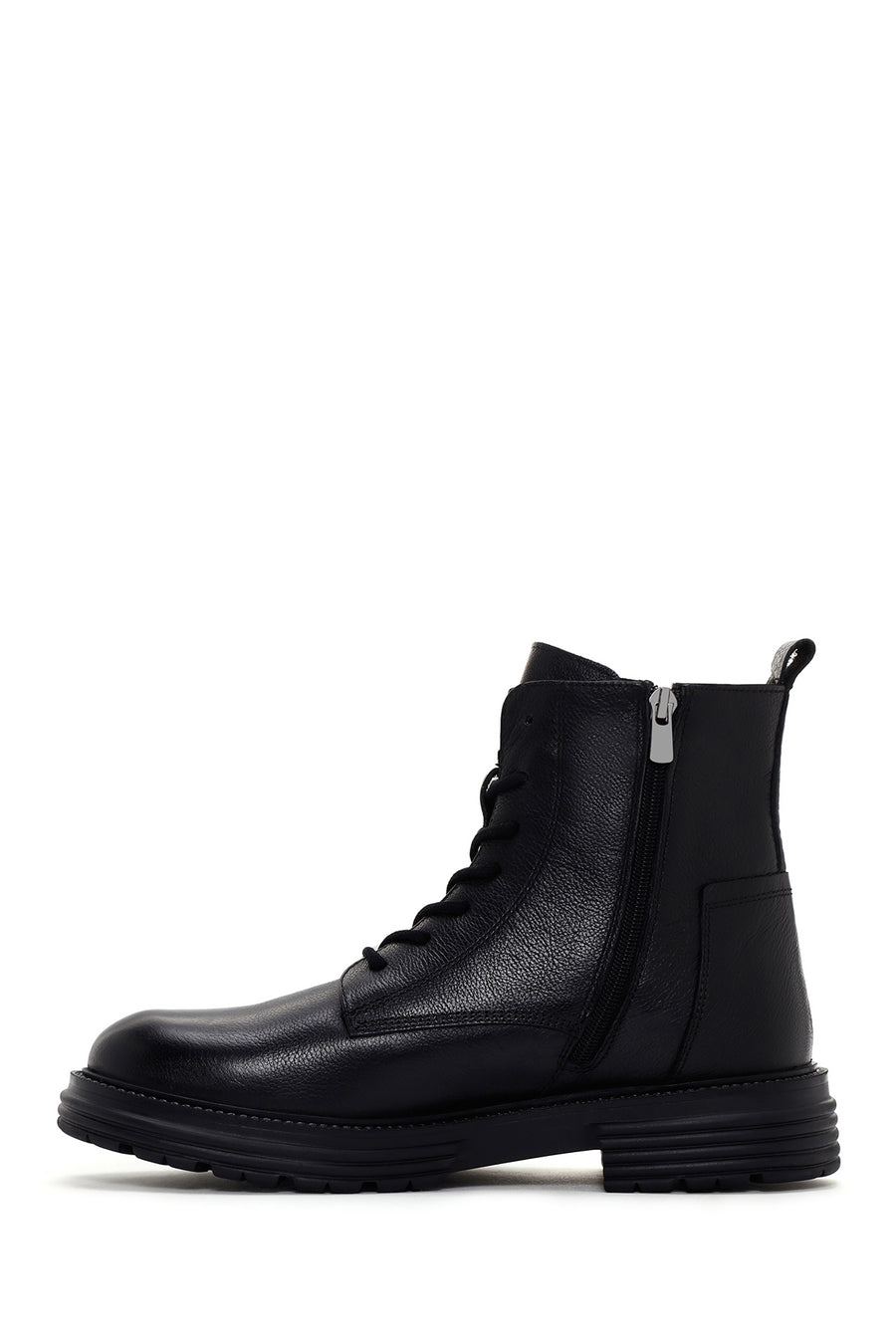 Men's Black Zippered Casual Leather Boots