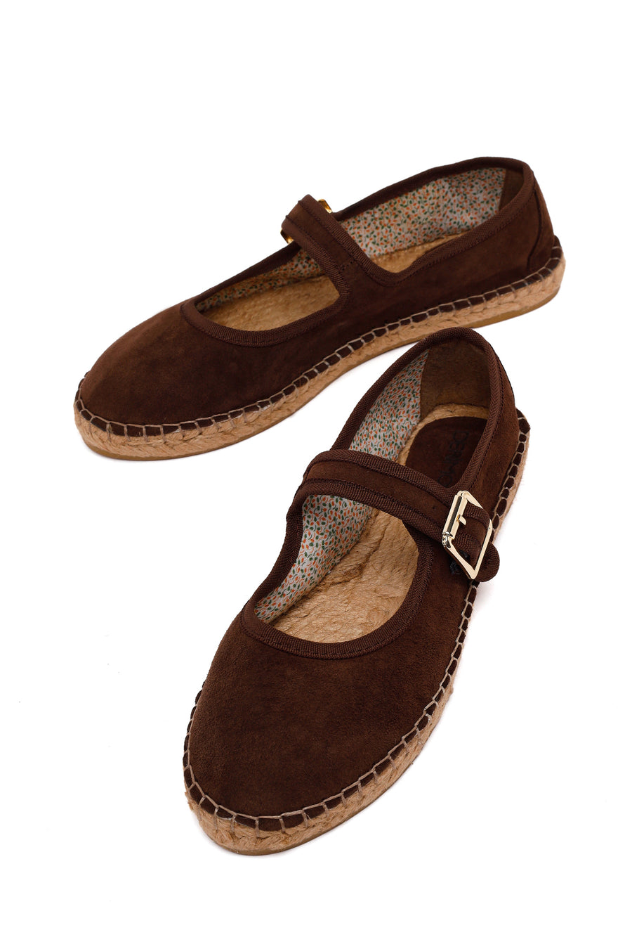 Women's Brown Strap Suede Leather Espadrilles