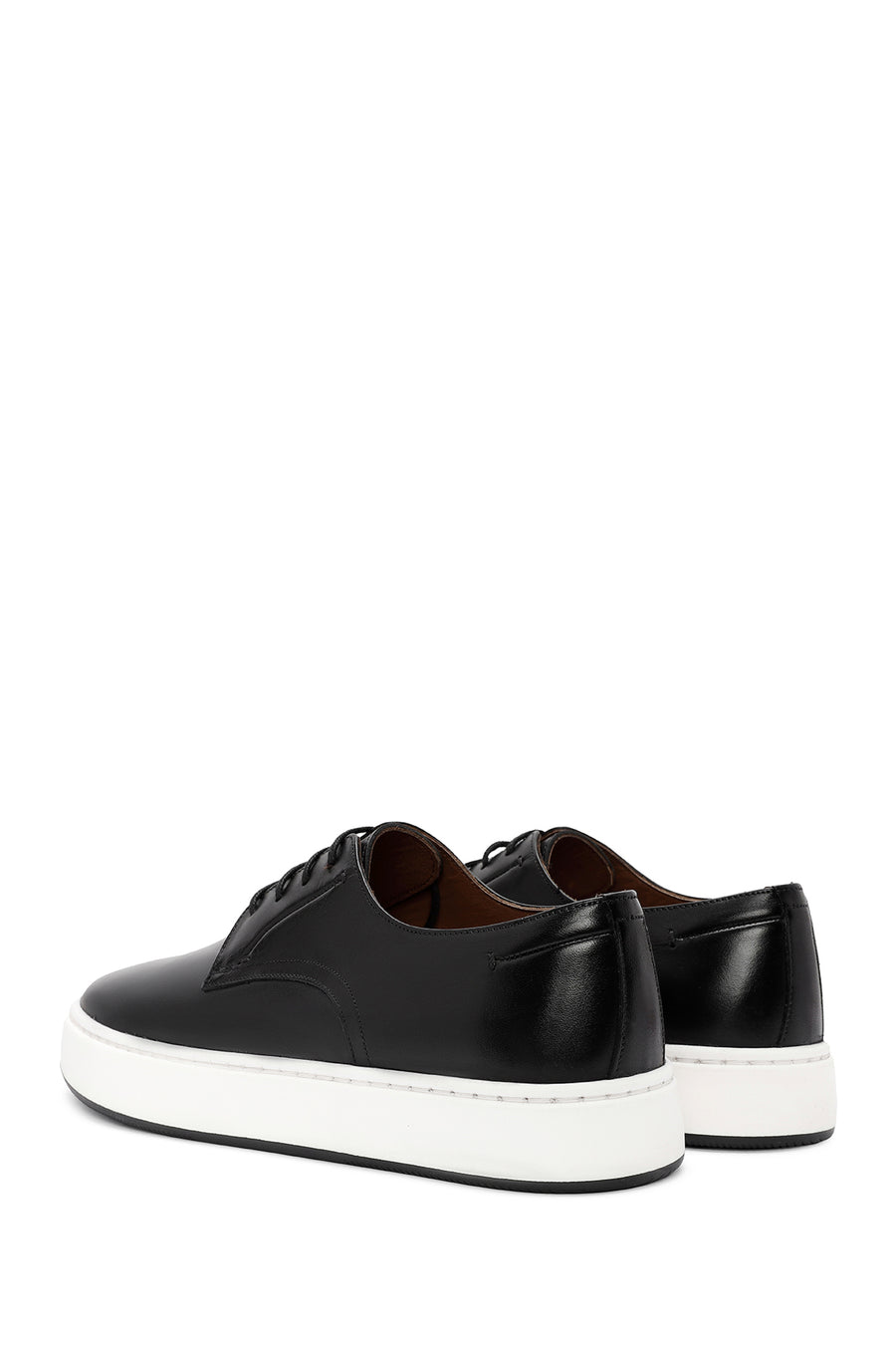 Erkek Siyah Bağcıklı Deri Sneaker