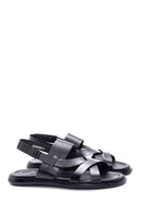 Men's Black Leather Sandals | Derimod