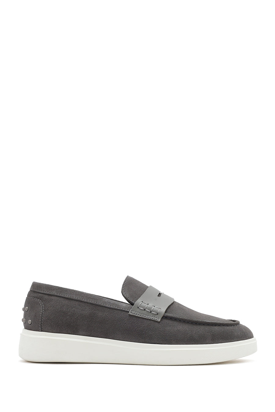 Erkek Gri Kalın Tabanlı Süet Deri Casual Loafer 25SFD740910 | Derimod