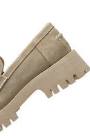 Women's Beige Thick Soled Suede Leather Masculine Loafer | Derimod