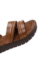 Women's Tan Leather Bodrum Sandals | Derimod