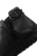 Women's Black Zippered Buckle Detailed Leather Comfort Boots | Derimod