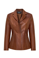 Helen Woman Tan Short Leather Jacket | Derimod