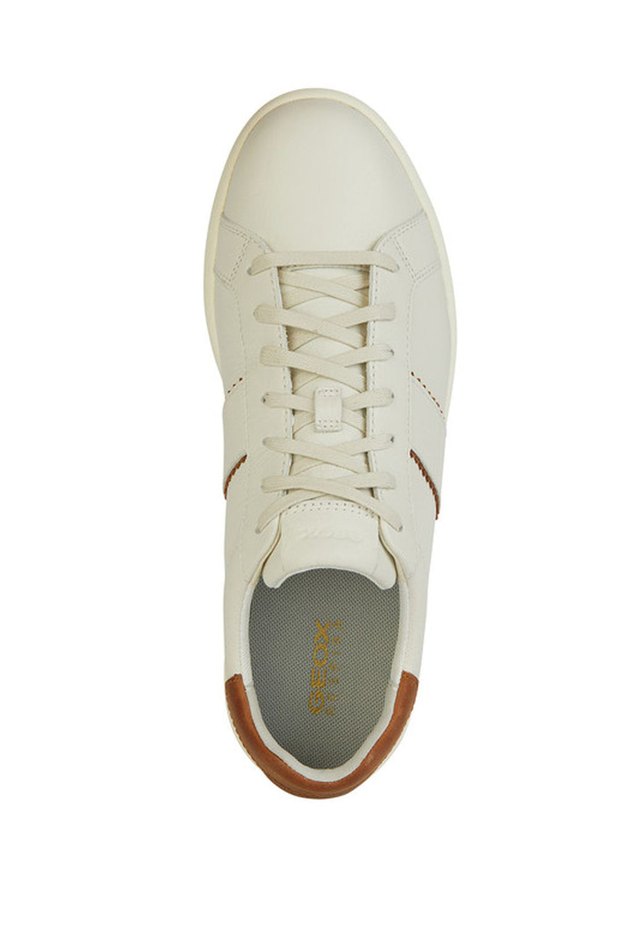 Geox Men's White Spherica Lace-Up Leather Sneaker
