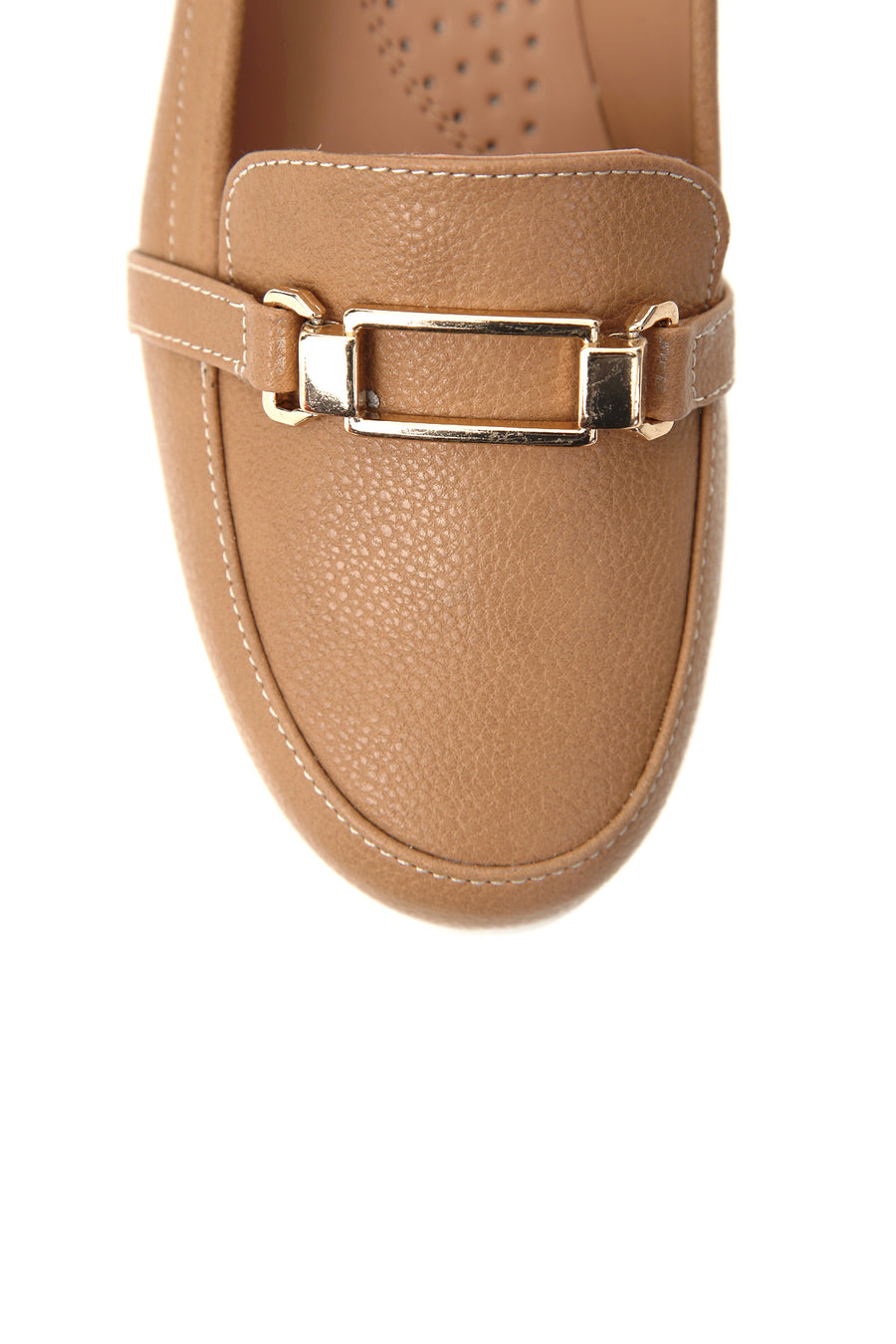 Brown Women's Leather Loafer with Wedge Heels
