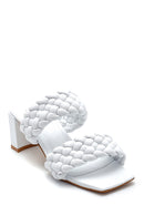 Women's Leather Knit Detailed Slippers | Derimod