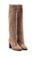 Women's Suede Heeled Leather Boots | Derimod