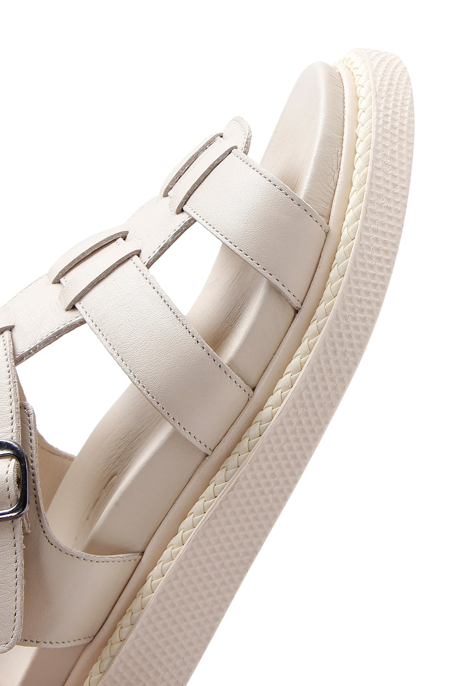 Kadın Ekru Deri Comfort Sandalet