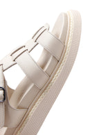 Women's Beige Ankle Strap Leather Comfort Sandals | Derimod