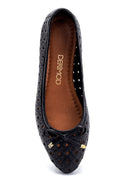 Women's Leather Printed Ballerinas | Derimod