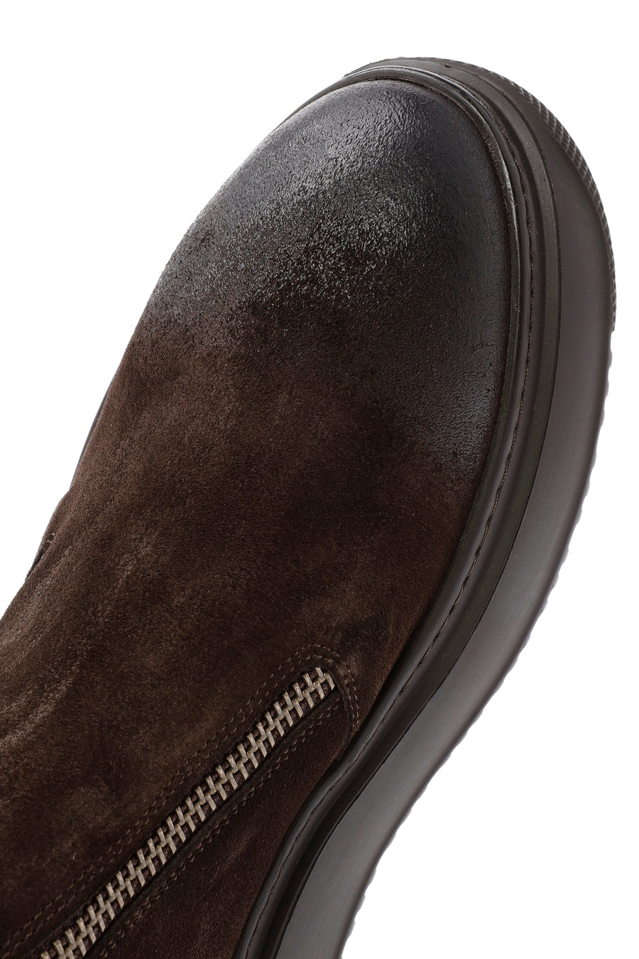 Men's Brown Double Zipper Suede Leather Casual Boots