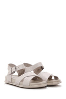 Women's Gray Leather Comfort Sandals | Derimod