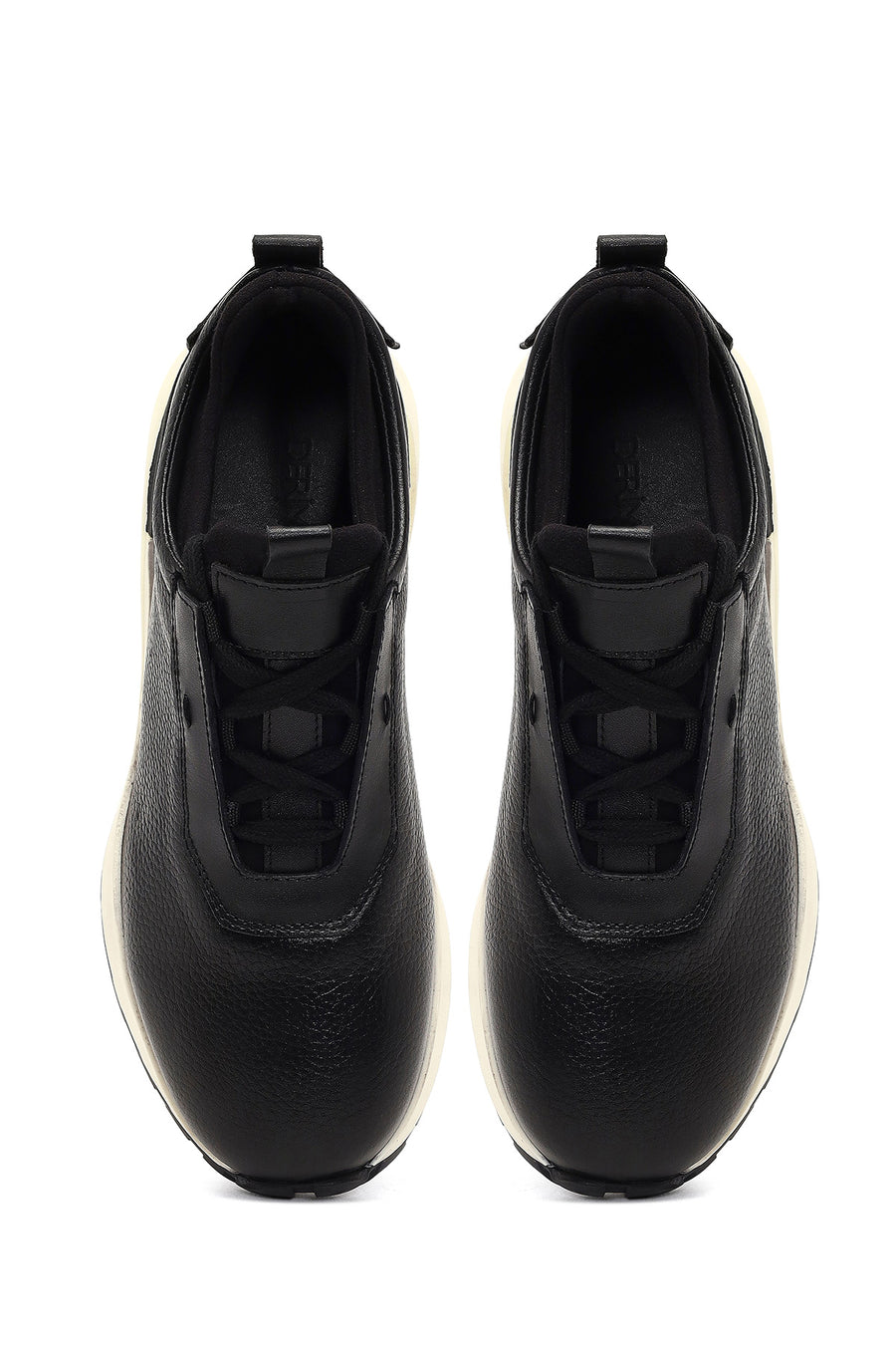 Erkek Siyah Kalın Tabanlı Deri Casual Sneaker